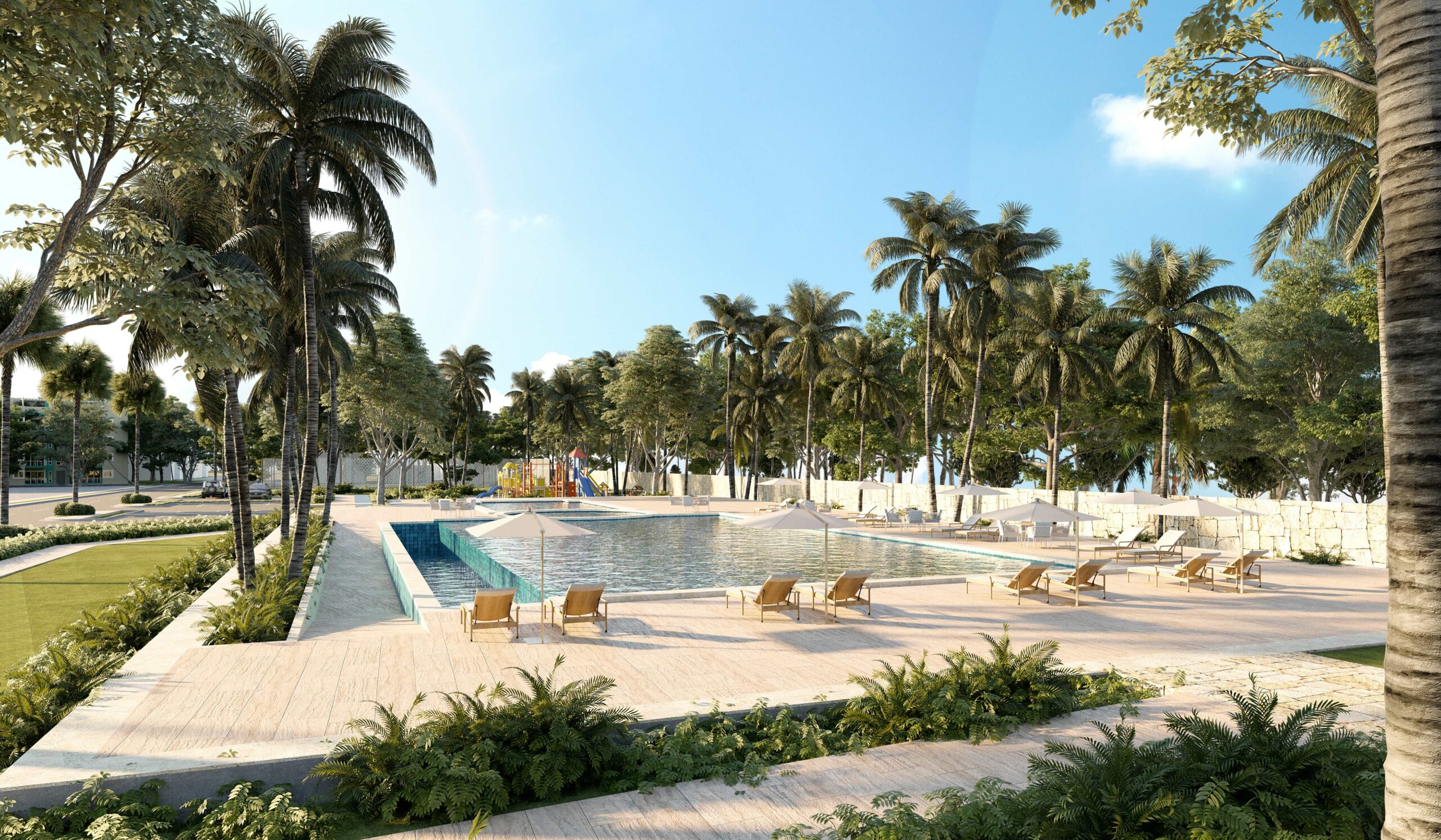 Area social con piscina nidus crisfer punta cana